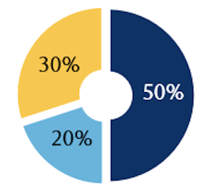 30% Materials ABC Inc., 20% Tech 789 Inc., 50% Energy 123 inc.